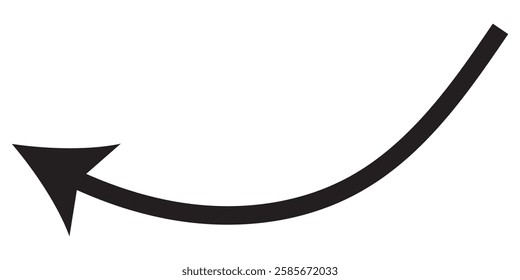 Black curved graph with arrow icon. Arrow illustration pointing up. Counterclockwise direction pointer. 1176 