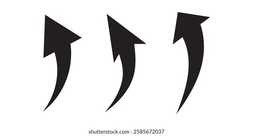 Black curved graph with arrow icon. Arrow illustration pointing up. Counterclockwise direction pointer. 1176 