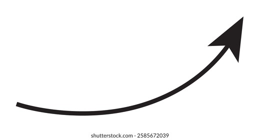 Black curved graph with arrow icon. Arrow illustration pointing up. Counterclockwise direction pointer. 1176 