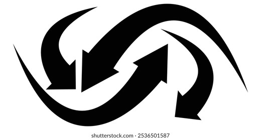 black curved hand drawn arrow icons illustration eps 10.