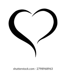 Black curved heart shape vector illustration featuring a smooth abstract heart design with elegant flowing curves. Modern minimal symbol representing love, romance, emotion, affection, and creative design concepts. Suitable for branding, greeting cards, wedding invitations, social media graphics, decorative elements, packaging, logos, and digital artwork. Fully editable EPS vector ideal for professional digital and print use.