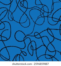 black, curved and irregular lines on a blue background