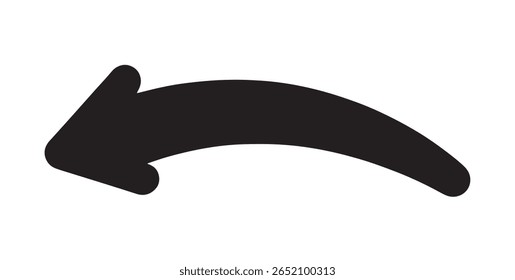  Black Curved Left Arrow for Undo, Back, or Reply Icon