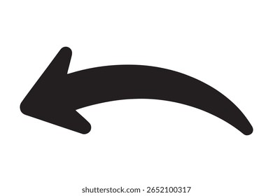  Black Curved Left Arrow for Undo, Back, or Reply Icon