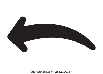 Black Curved Left Arrow for Undo, Back, or Reply Icon