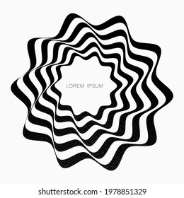 Líneas curvas negras formando una forma orgánica circular y abstracta. Elemento vectorial para el diseño.