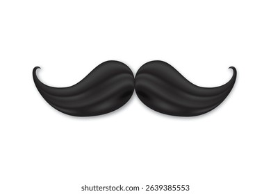 Black curved mustache icon illustration isolated on white background