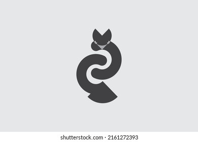 Black curved owl abstract logo