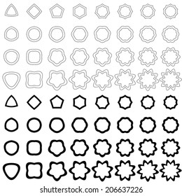 Black curved polygon shape collection - vector version