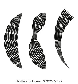 Formas curvas negras. Elementos ondulados dinámicos. Forma orgánica Abstractas. Vector objeto aislado.