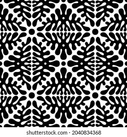 black curved shapes. ethnic ornament with symmetrical elements. minimalistic textile design