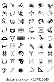 Black curves and geometric shapes for different options on a white background.