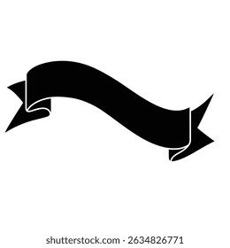 Black curving ribbon banner design element.