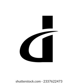 Black Curvy Pointed Letter D Icon on a White Background