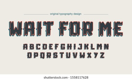 Black Custom Display Sharp Edges Typography Design Artistic Font