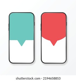 Black custom made mobile phone with peech bubble silhouettes inside isolated on white background