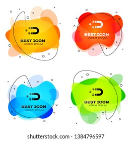 Black Customer attracting icon isolated. Customer retention, support and service. Customer people attracting with magnet. Set of liquid color abstract geometric shapes. Vector Illustration