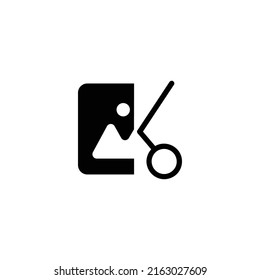 Black cut image icon design isolated on white background