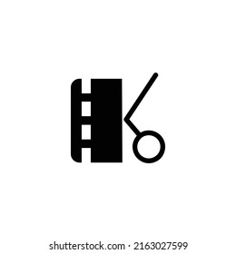 Black cut video icon design isolated on white background