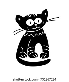 black cute cat. cartoon