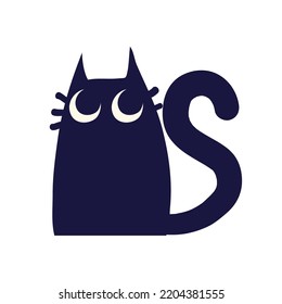 icono aislado de gato lindo negro