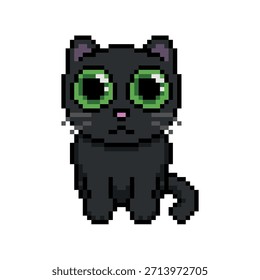 Gato lindo negro parece pixel art