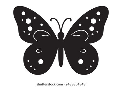 Black Cute and Elegant Butterfly silhouette vector illustration with White background.