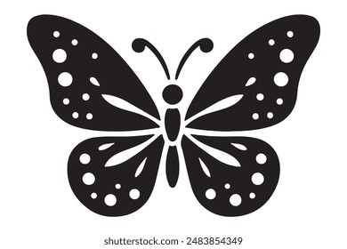 Black Cute and Elegant Butterfly silhouette vector illustration with White background.