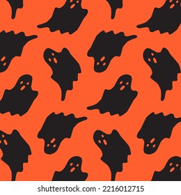 Black Cute Ghost Pattern On Orange