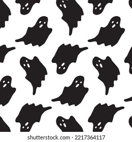 black cute ghost pattern on white
