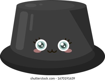 Black cute hat, illustration, vector on white background.