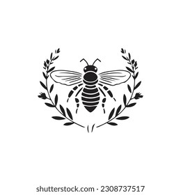 Black cute honey bee silhouette vector