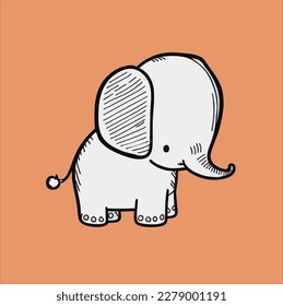black cute little elephant icon design. Little elephant animal vector illustration