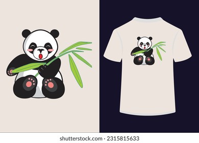 Black cute panda vector T-Shirt Design.