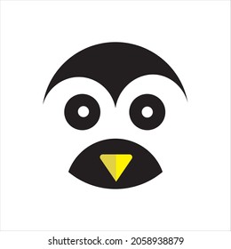 
black cute penguin head vector