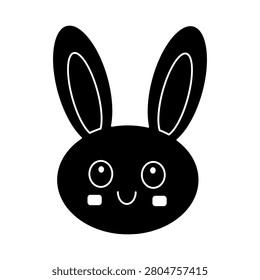 Black cute rabbit face animal drawing