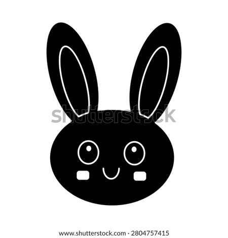 Black cute rabbit face animal drawing