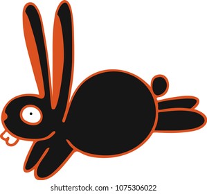 Black cute running rabbit