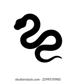 Black cute snake silhouette vector flat illustration design.