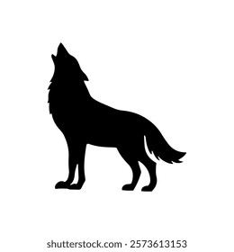 Black cute wolf howling silhouette icon vector illustration design on white background.