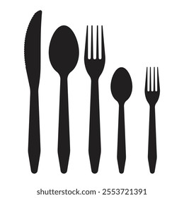 Black Cutlery Set Vector Illustration