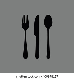 Black cutlery set vector illustration. Gray background
