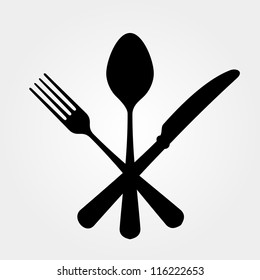 Black Cutlery - Black cutlery setting isolated on white background