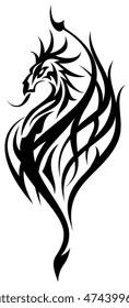 Black cutout tribal dragon tattoo vector illustration