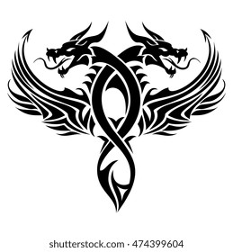 Black Red Tribal Dragon Tattoo Vector Stock Vector (Royalty Free ...