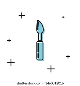 Black Cutter tool icon isolated on white background. Sewing knife with blade.  Vector Illustration