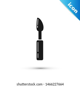 Black Cutter tool icon isolated on white background. Sewing knife with blade.  Vector Illustration