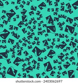 Black Cutting board and knife icon isolated seamless pattern on green background. Chopping Board symbol. Cutlery symbol.  Vector
