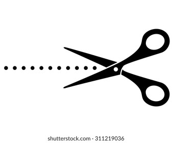 black cutting scissors icon and points on white background