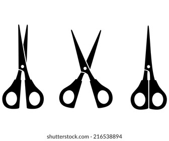 black cutting scissors silhouette on white background